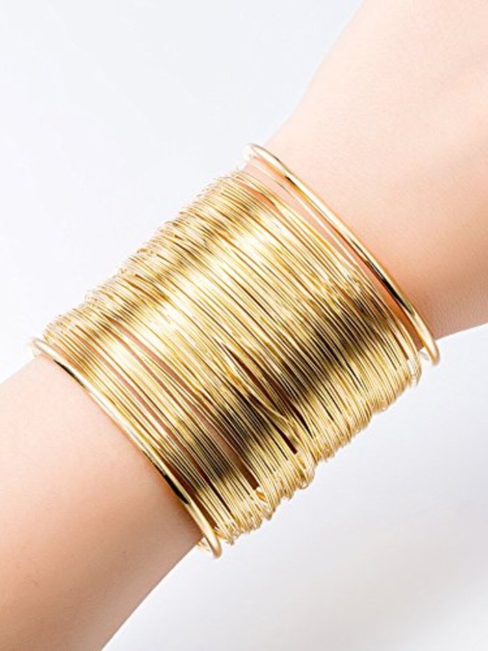 Gold Thin Thread Wire Cuff Bangle Bracelet Open Boho Fashion Wrap Bracelet